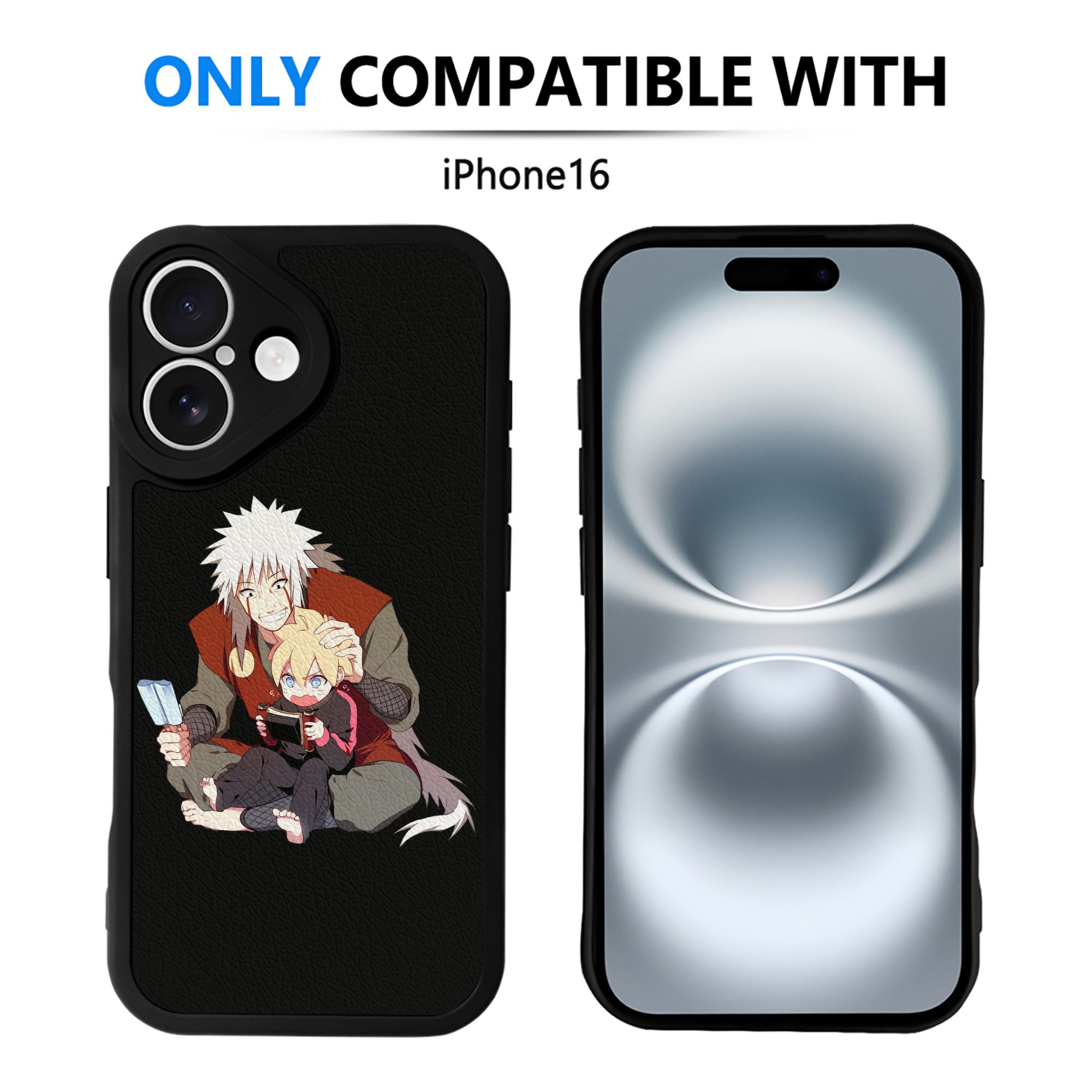 （画像用） NARUTO -ナルト- 自来也（じらいや） Jiraiya 【iPhone 16シリーズ対応】シリコンスマホケース（レザー調） 材質：シリコン